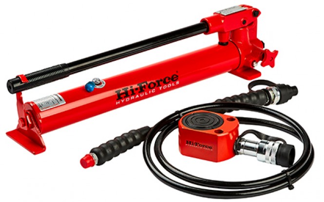 سری جک و پمپ  دستی و شیلنگ هیدرولیکی 700 بار با ظرفیت 109 تن مدل PCS-SET ساخت هایفورس انگلستان